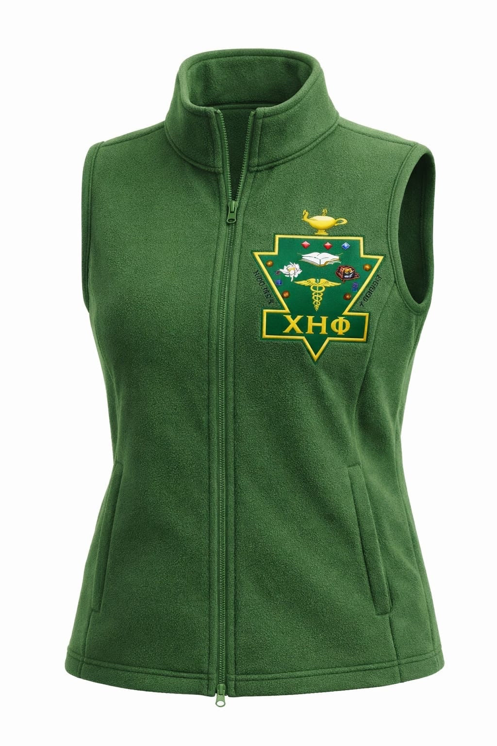 Fleece vest with Chi Eta Phi  Sorority, Inc. emblem.