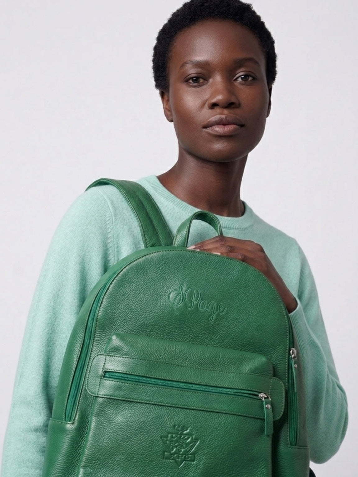 Premium Emeral Green Leather Backpack