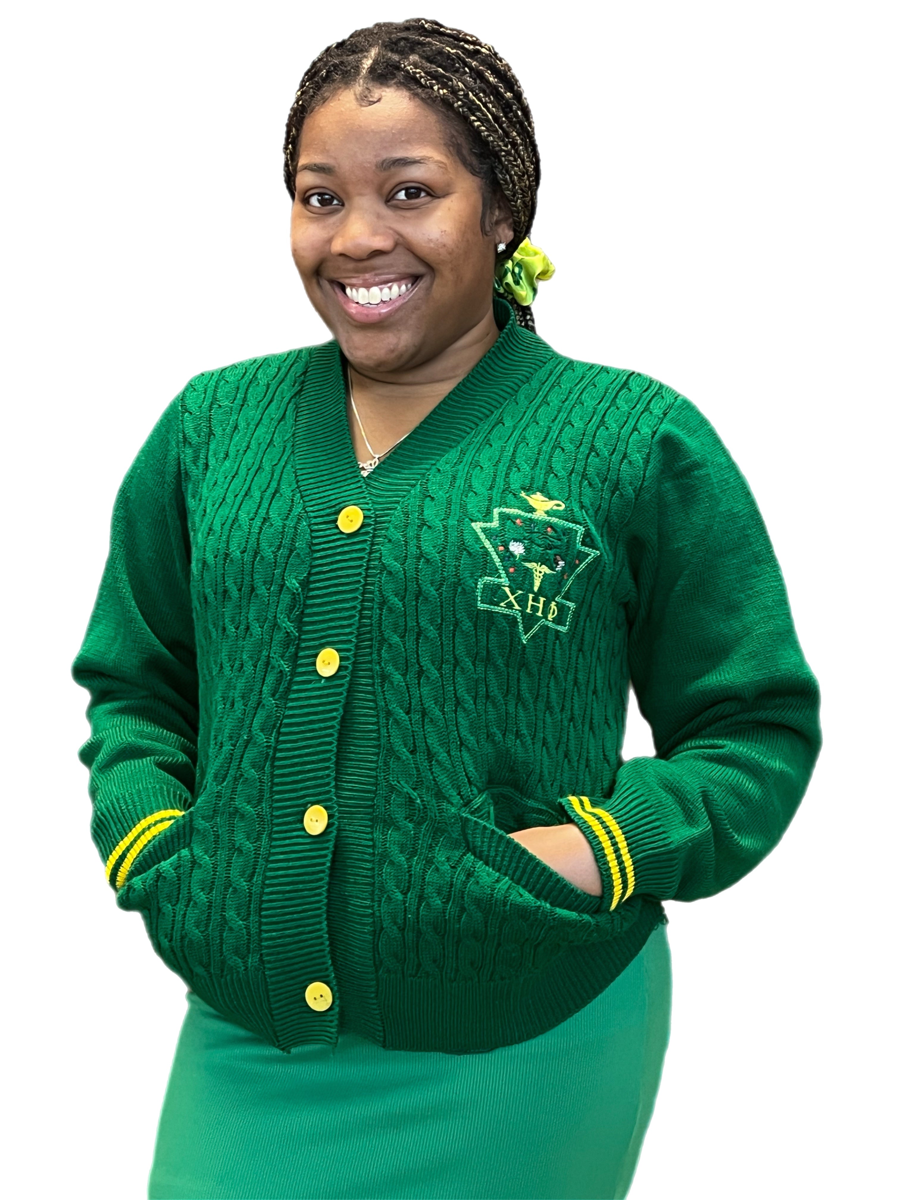 Cable Knit Embroidered Cardigan