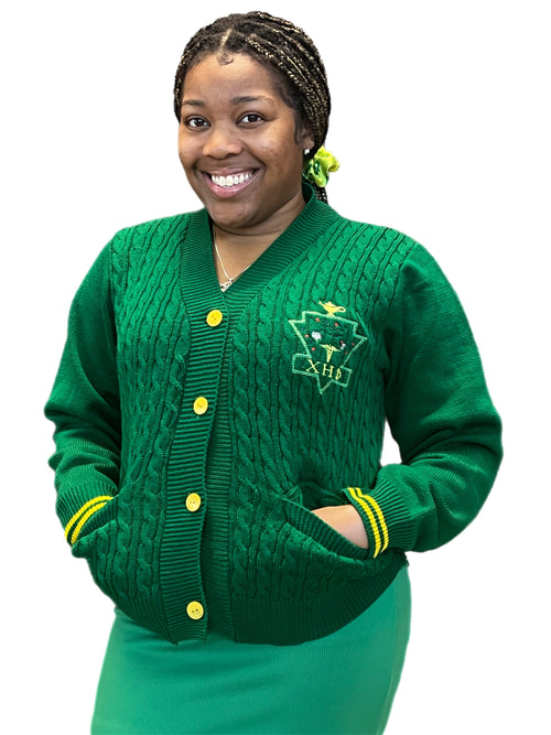 Cable Knit Embroidered Cardigan