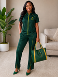 NEW ITEM ALERT! Two piece front slit pants with fitted top and Chi Eta Phi emblem